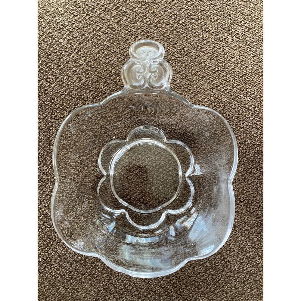 Daisy Flower Shaped Glass Trinket Soap Candy Dish With Handle Design Cute